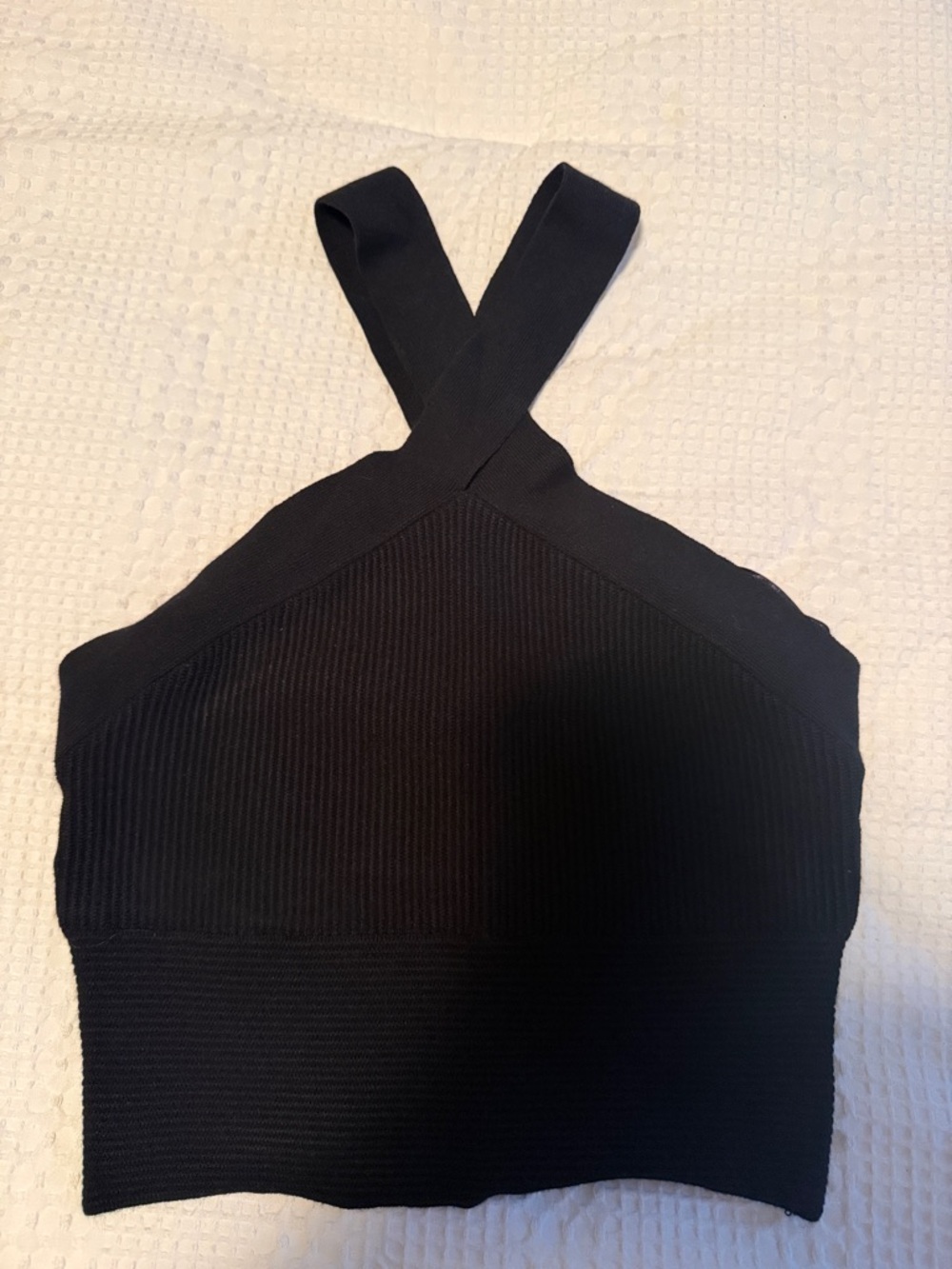 Abercrombie & Fitch Black Ribbed Crossback Crop Top